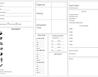 Nurse article sheet Etsy photo regarding Printable Nurse Report Sheets named Nurse post sheet Etsy
